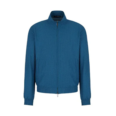 Emporio Armani FW22 Solid High Neck Zip-Up Jacket Blue H31R29-C1036-1714