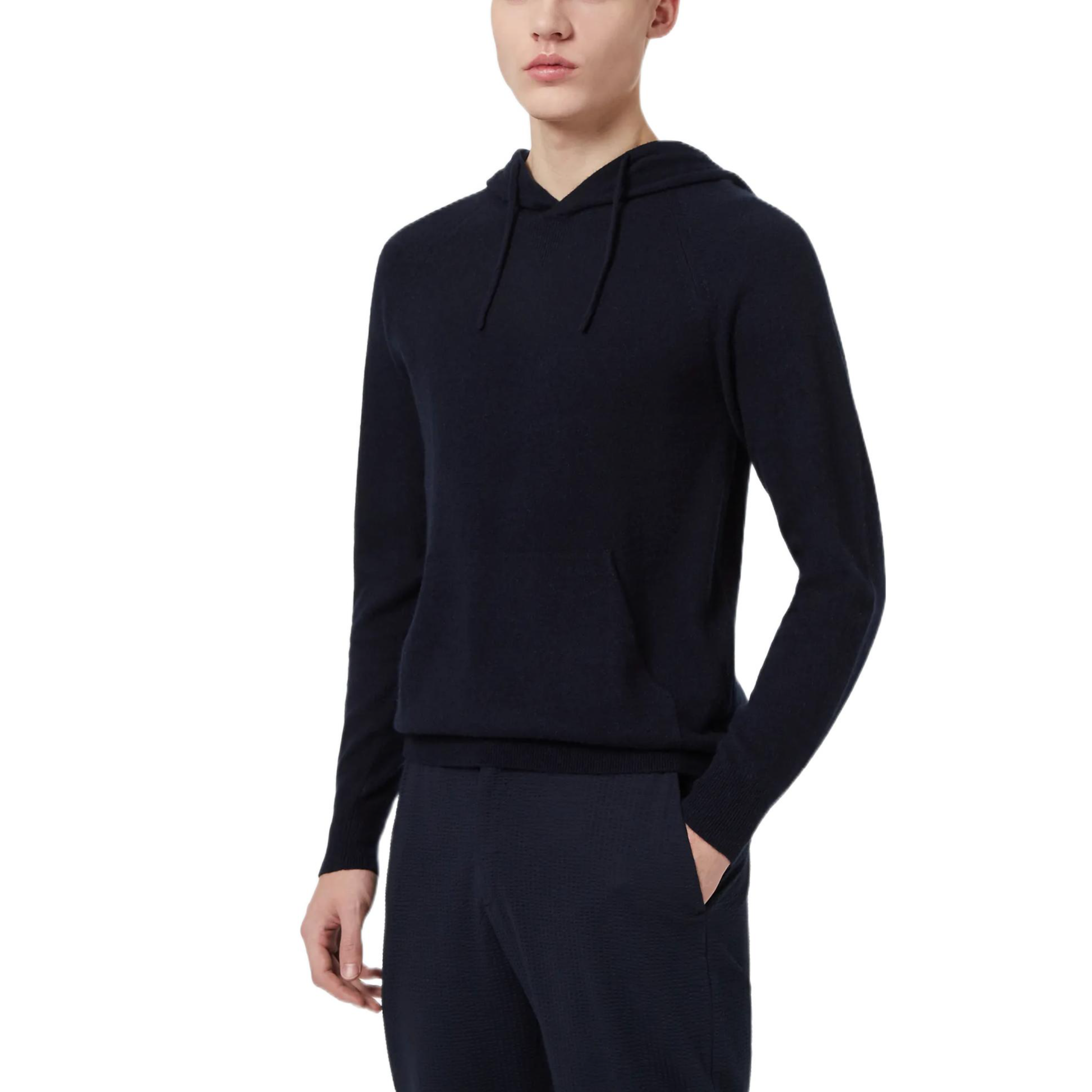 エンポリオ アルマーニ FW22 ソリッド ネイビーブルー カシミア ニット