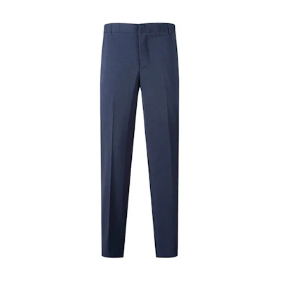 Emporio Armani FW22 Solid Pleated Straight-Leg Pants - Navy Blue H31P68-01504-919