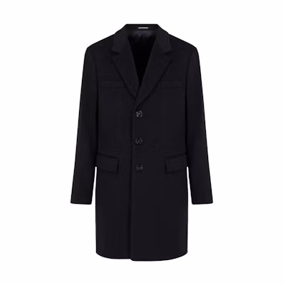 Emporio Armani FW22 Solid Single-Breasted Coat - Dark Blue 01L650-01699-1922