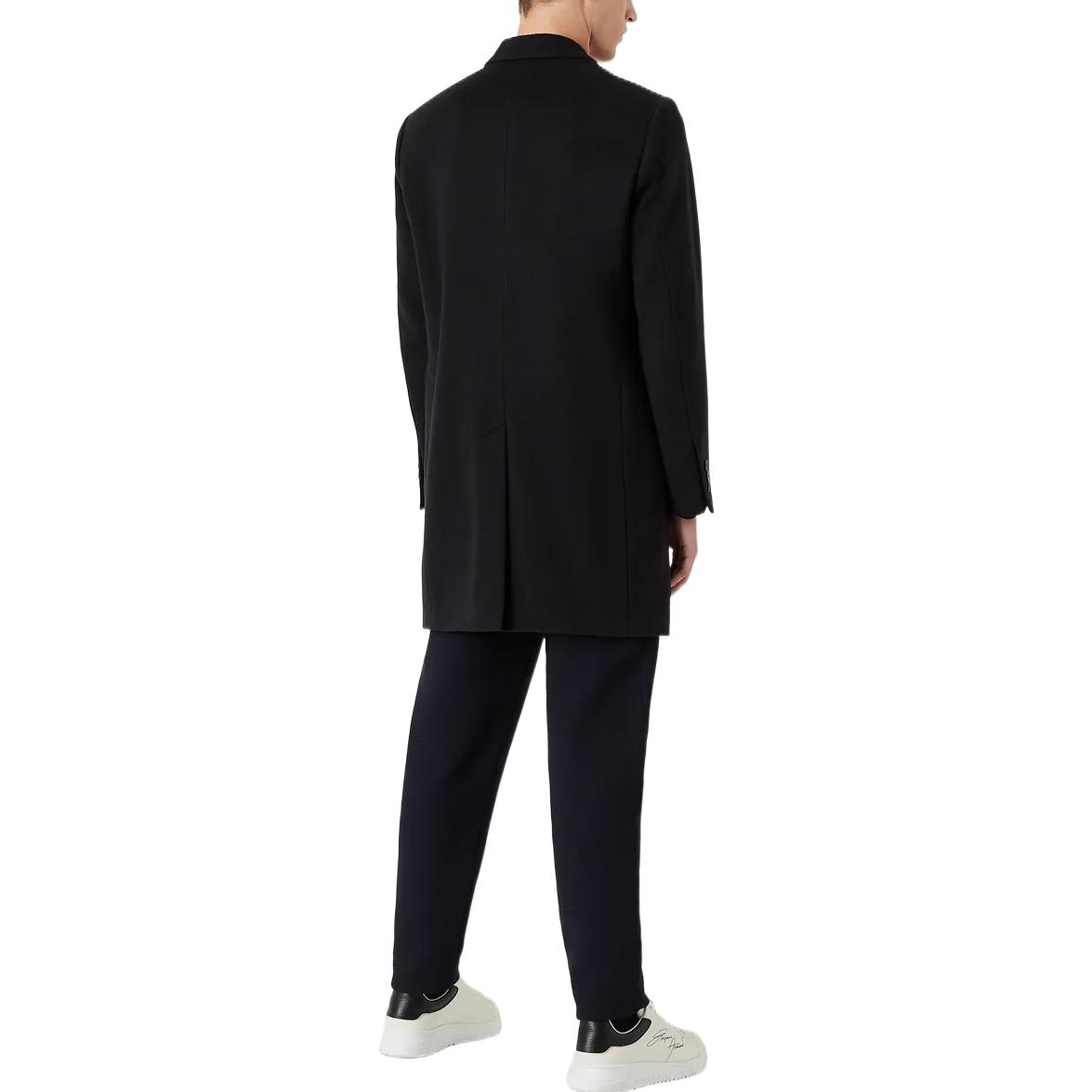 Shop Emporio Armani FW22 深藍色單排扣大衣 01L650-01699-1922