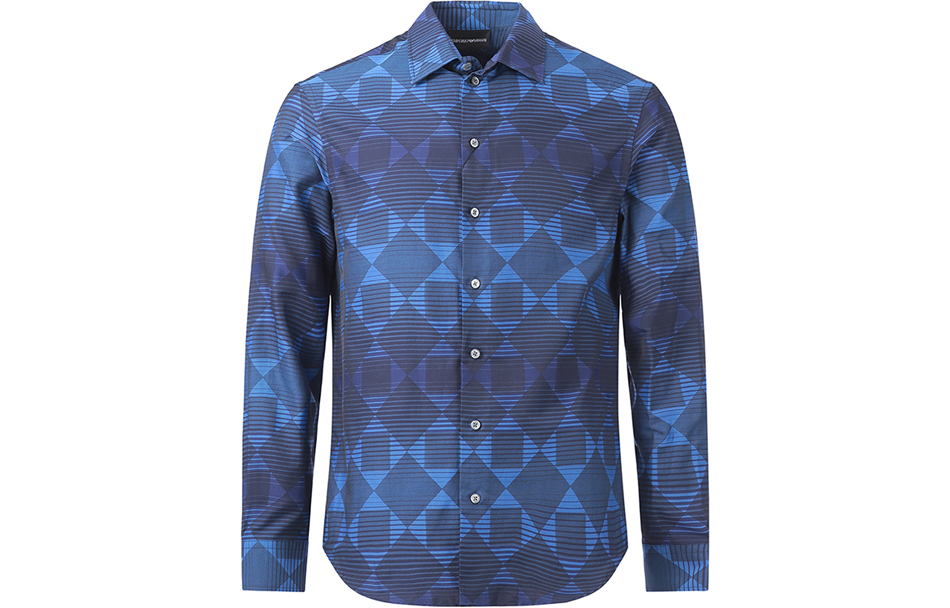 Order Emporio Armani FW22  Striped Cotton Long-Sleeve Shirt - Navy Blue H31SM0-C11F6-041