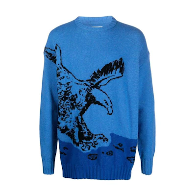 EMPORIO ARMANI FW22 Sustainable Eagle Sweater Blue 6L1MZ-A1M5F-ZF939