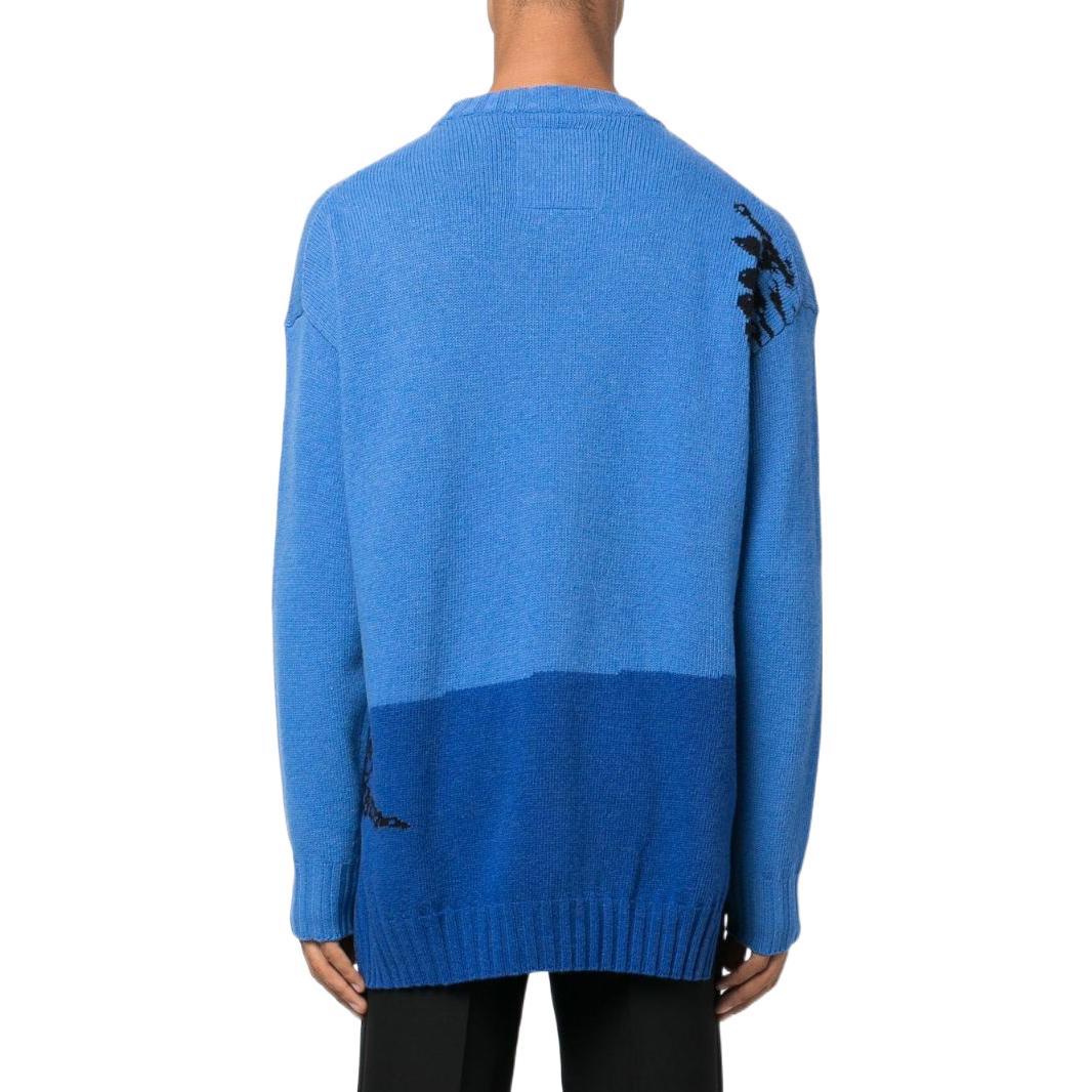 Shop EMPORIO ARMANI FW22  Sustainable Eagle Sweater Blue 6L1MZ-A1M5F-ZF939
