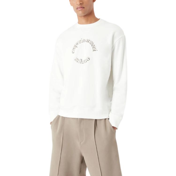 Lookbook Emporio Armani FW22  White Crewneck Sweatshirt with Embroidered Logo. 6L1MC3-1JQNZ-01D4