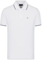 EMPORIO ARMANI FW22 White Polo Shirt with Contrast Stripes and Logo Print. 8N1FB4-JPTZ1-0100 EMPORIO ARMANI FW22 White Polo Shirt with Contrast Stripes and Logo Print. 8N1FB4-JPTZ1-0100