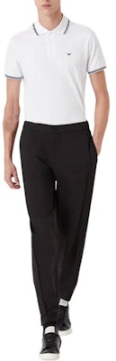 EMPORIO ARMANI FW22 White Polo Shirt with Contrast Stripes and Logo Print. 8N1FB4-JPTZ1-0100 Lookbook EMPORIO ARMANI FW22 White Polo Shirt with Contrast Stripes and Logo Print. 8N1FB4-JPTZ1-0100