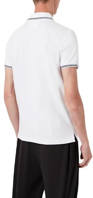EMPORIO ARMANI FW22 White Polo Shirt with Contrast Stripes and Logo Print. 8N1FB4-JPTZ1-0100 Purchase EMPORIO ARMANI FW22 White Polo Shirt with Contrast Stripes and Logo Print. 8N1FB4-JPTZ1-0100
