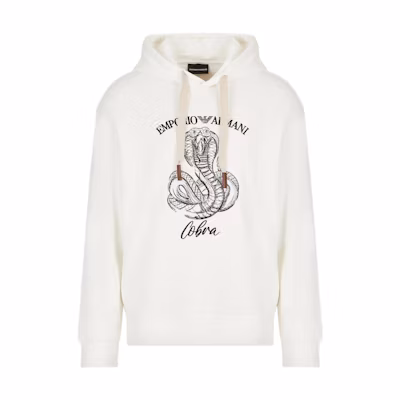 Emporio Armani FW22 Animal Print Pullover Hoodie Men’s Off-White 6L1MM51-JWPZ1-0101