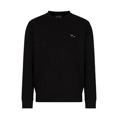 Emporio Armani FW22 Black Crewneck Pullover Sweatshirt Pure Color 8N1MFC1-JHSZ1-0999