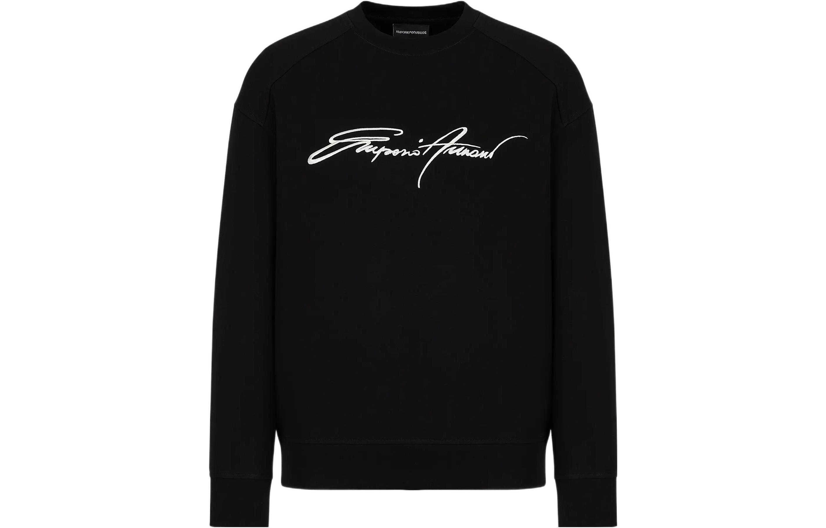 Emporio Armani FW22 Black Crewneck Sweatshirt with Eagle Logo Print 6L1ML8-1JHSZ-0055
