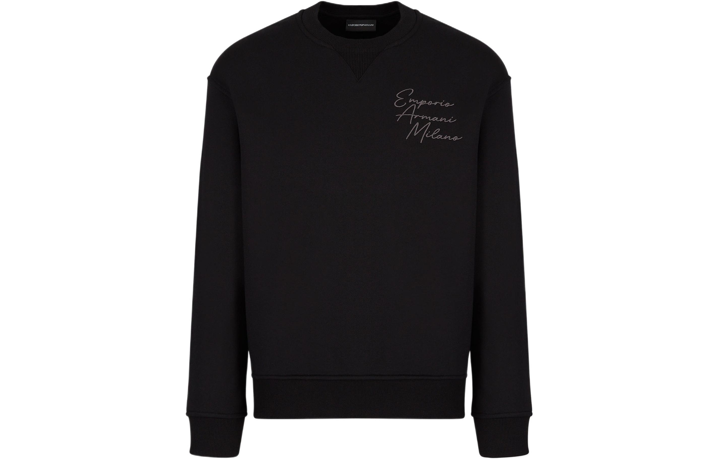 Emporio Armani FW22 Black Crewneck Sweatshirt with Logo Embroidery 6L1MC3-1JQNZ-0030 圖 2