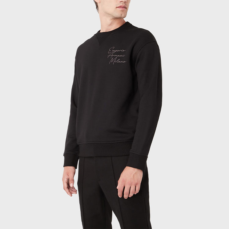 Emporio Armani FW22 Black Crewneck Sweatshirt with Logo Embroidery 6L1MC3-1JQNZ-0030 圖 3