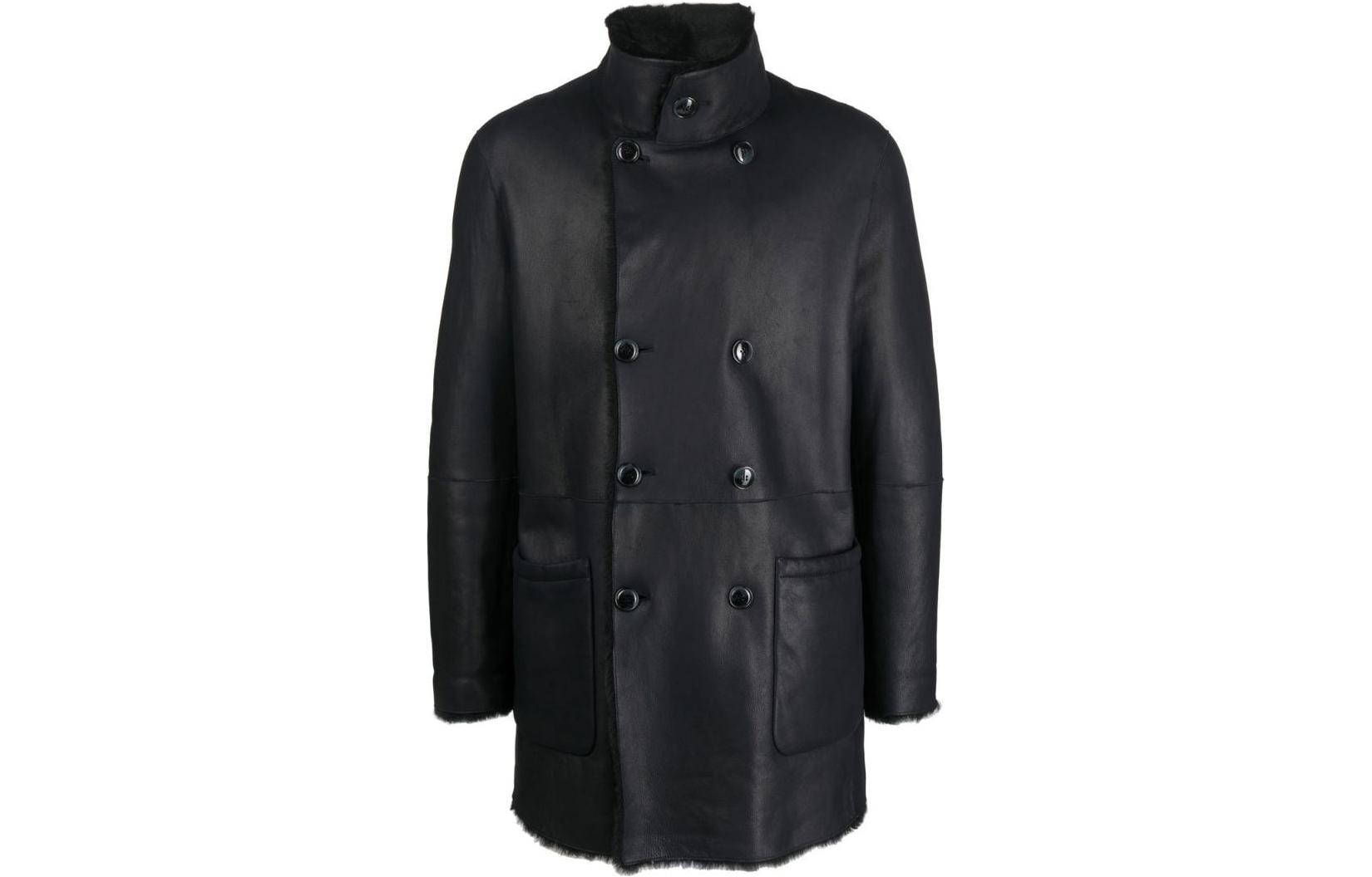 Emporio Armani FW22 Black Double-Breasted Pilot Jacket for Men 4SB03P4SP19922