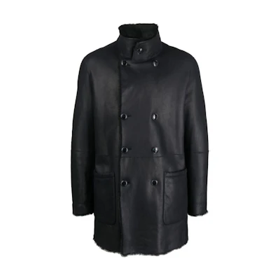 Emporio Armani FW22 Black Double-Breasted Pilot Jacket for Men 4SB03P4SP19922