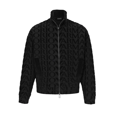 Emporio Armani FW22 Black Eagle Logo Print Zip-Up Jacket 6L1MN1-1JIXZ-0999