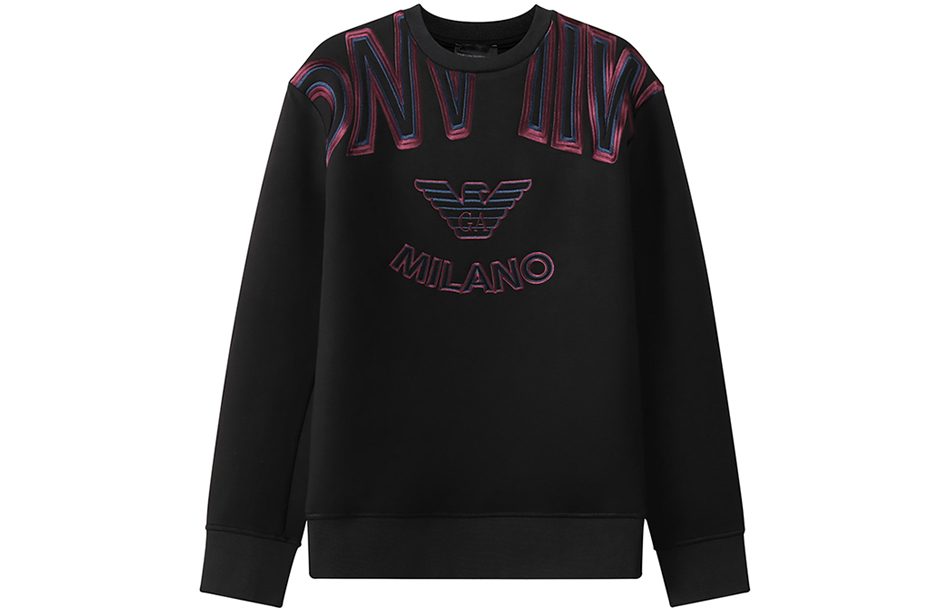 Emporio Armani FW22 Black Embroidered Logo Crewneck Sweatshirt 6L1M6V-1JV9Z-0999