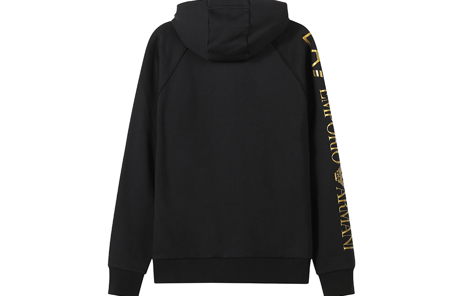 Lookbook エンポリオアルマーニ FW22 ブラックゴールドロゴプリント フリースフーディ 8NPM08-PJ07Z-1203