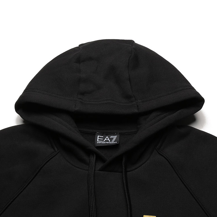 Details for エンポリオアルマーニ FW22 ブラックゴールドロゴプリント フリースフーディ 8NPM08-PJ07Z-1203