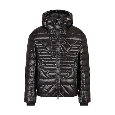 Emporio Armani FW22 Black Hooded Zip-Up Jacket 6L1BN71-NPDZ1-0920