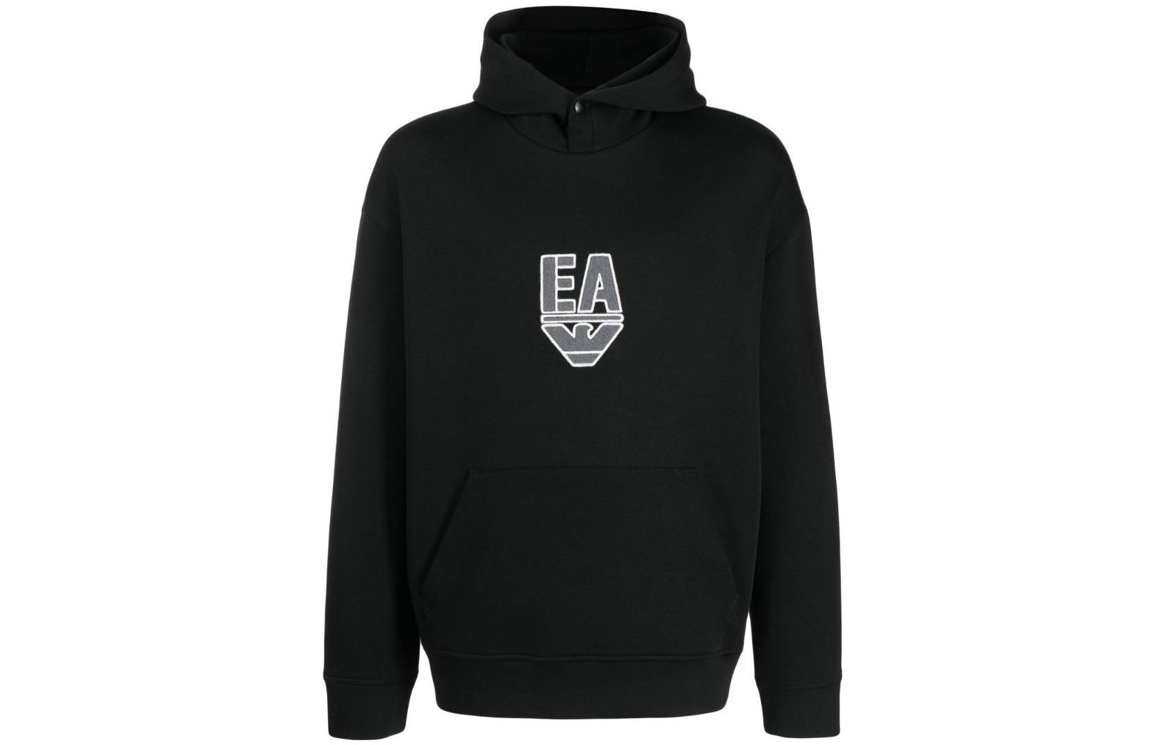 Emporio Armani FW22 Black Hoodie with Logo Print for Men 6L1MC4-1JHSZ-0999