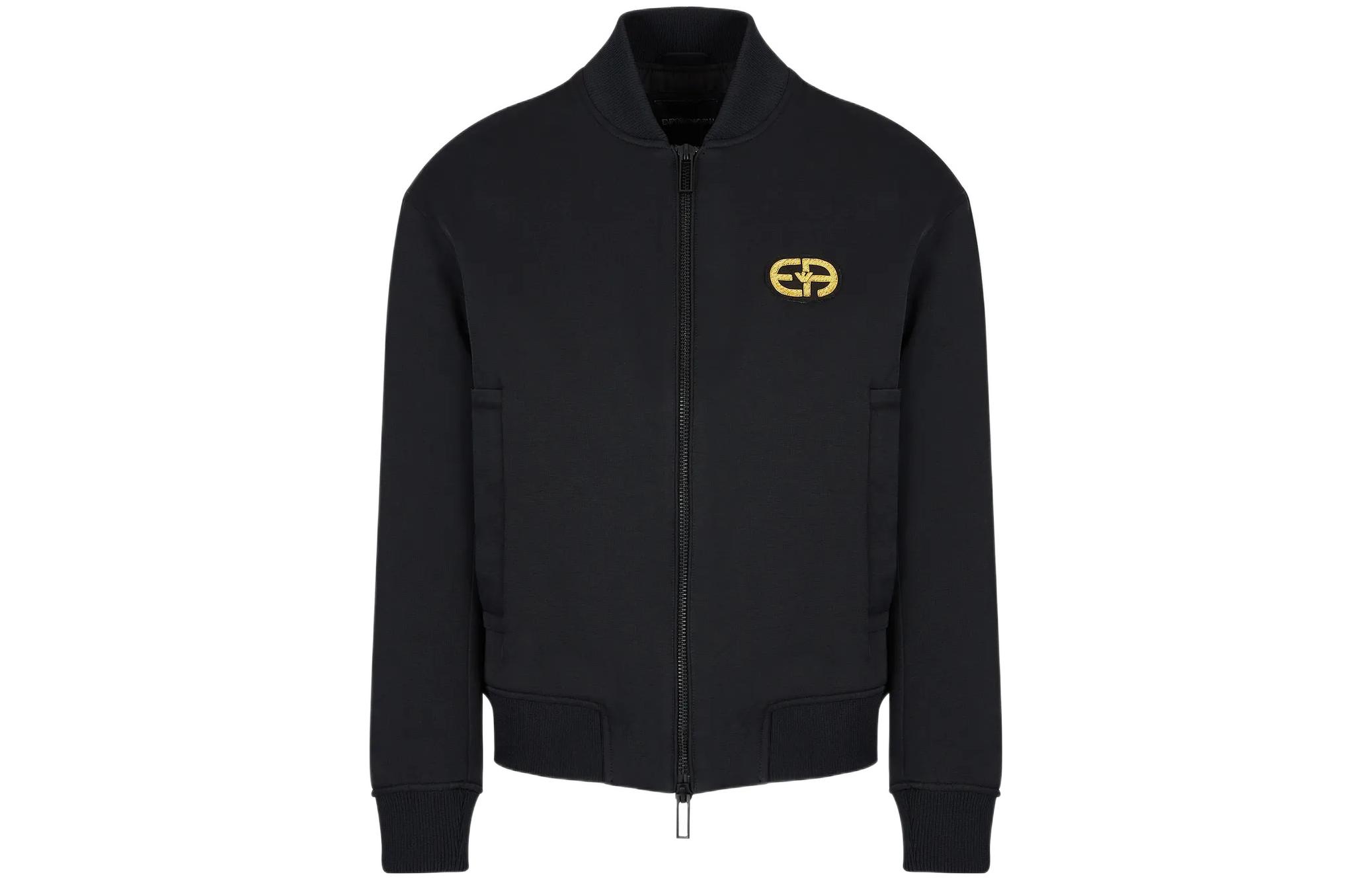 Emporio Armani FW22 Black Logo Baseball Collar Zip Jacket Men 6L1BM21-NKTZ1-0999
