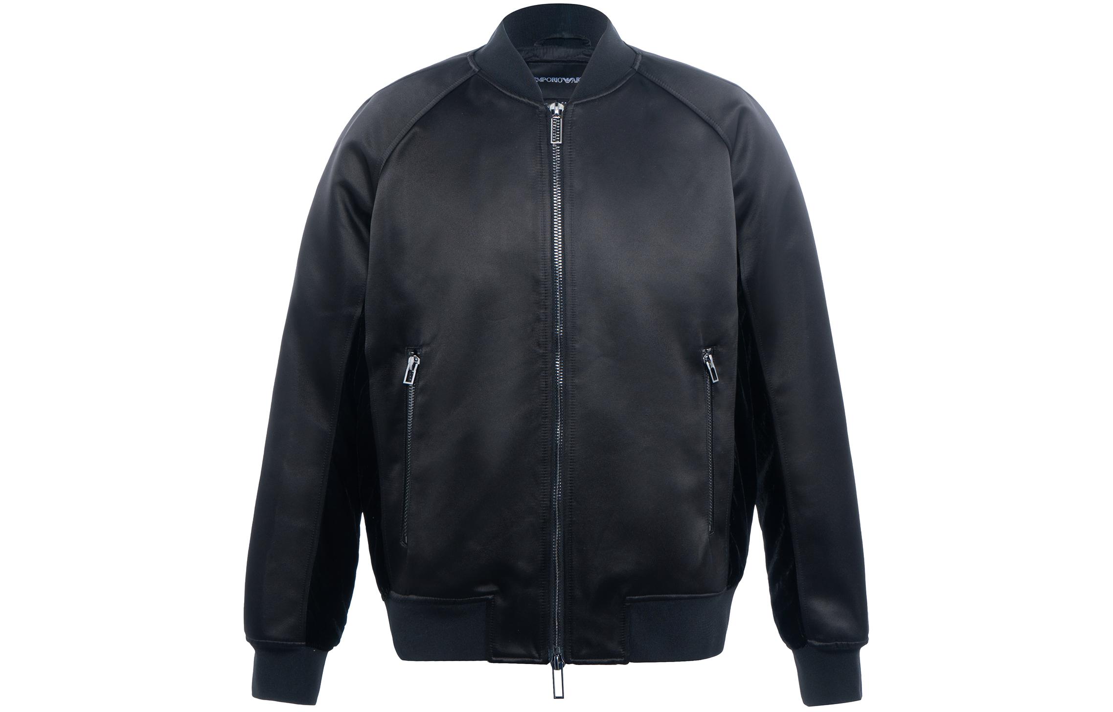 Emporio Armani FW22 Black Logo Embroidered Baseball Jacket 6K1B94-1NYXZ-0999