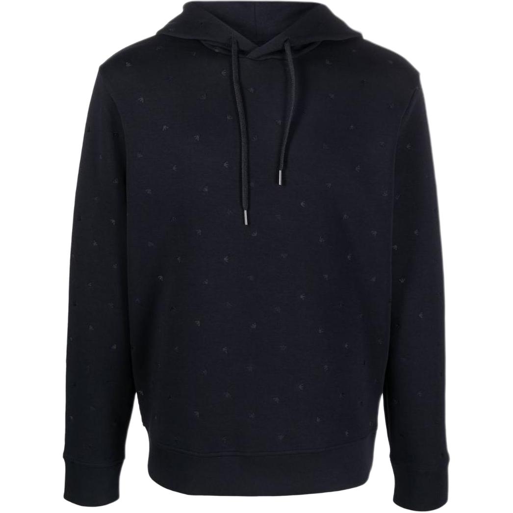 Emporio Armani FW22 Black Logo Embroidered Hoodie 6L1MQ2-1JHSZ-0988
