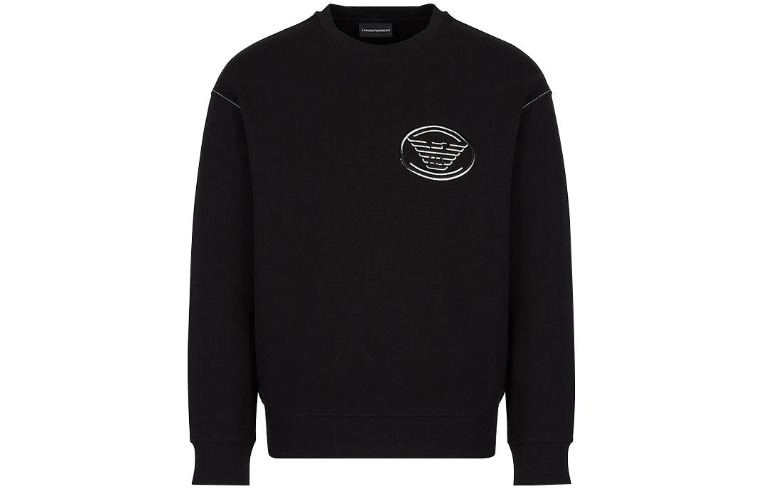 Emporio Armani FW22 Black Logo Print Crewneck Oversized Sweatshirt 6L1M82-1JHSZ-0999