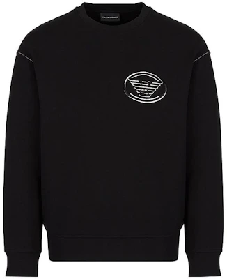 Emporio Armani FW22 Black Logo Print Crewneck Sweatshirt Oversized Hitam 6L1M82-1JHSZ-0999 Order Emporio Armani FW22 Black Logo Print Crewneck Sweatshirt Oversized Hitam 6L1M82-1JHSZ-0999
