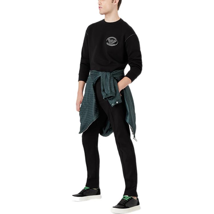 Shop Emporio Armani FW22 Black Logo Print Crewneck Sweatshirt Oversized Hitam 6L1M82-1JHSZ-0999