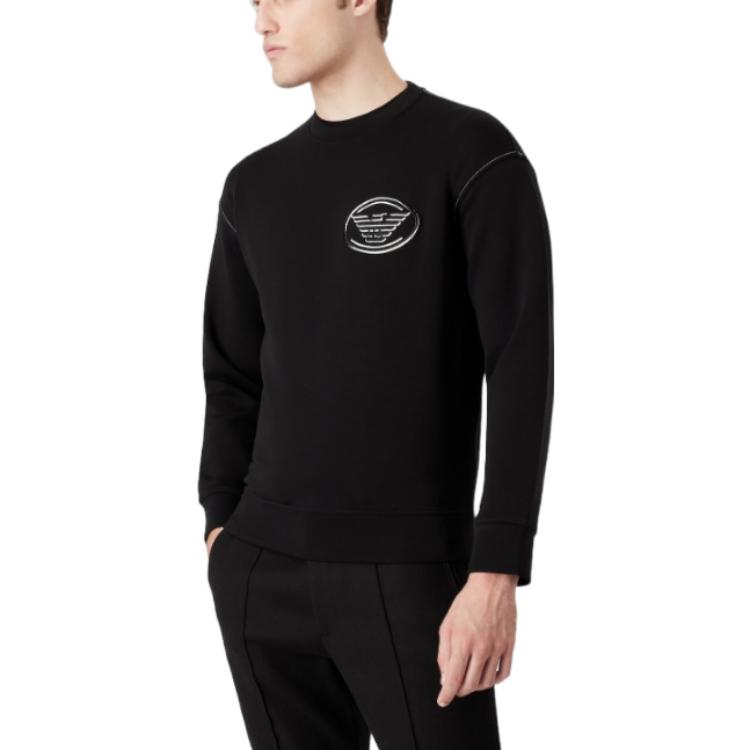 Purchase Emporio Armani FW22 Black Logo Print Crewneck Sweatshirt Oversized Hitam 6L1M82-1JHSZ-0999