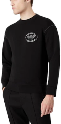 Emporio Armani FW22 Black Logo Print Crewneck Sweatshirt Oversized Hitam 6L1M82-1JHSZ-0999 Purchase Emporio Armani FW22 Black Logo Print Crewneck Sweatshirt Oversized Hitam 6L1M82-1JHSZ-0999