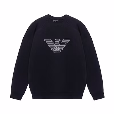 Emporio Armani FW22 Black Logo Print Crewneck Raglan Sweatshirt 6L1ML81-JHSZ1-0035