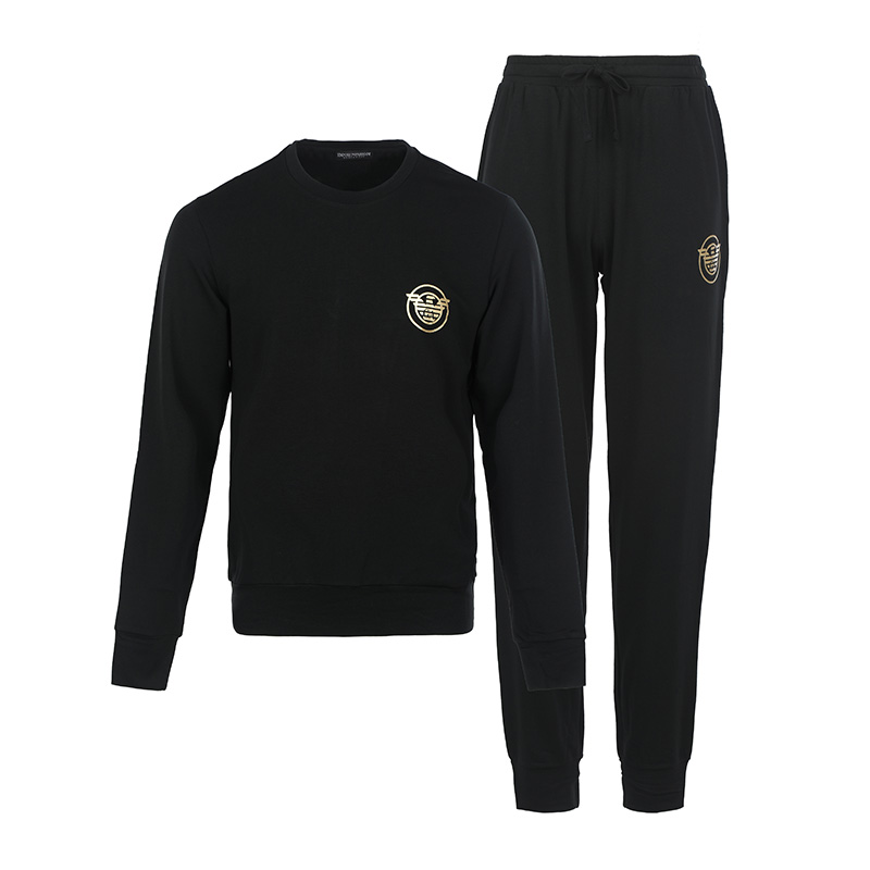 Emporio Armani FW22 Black Logo Print Sweatshirt & Joggers Set 111943-2F595-00020