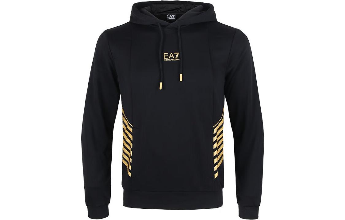 Emporio Armani FW22 Black Logo Printed Drawstring Hoodie 6LPM03-PJ16Z-0208