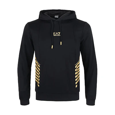 Emporio Armani FW22 Black Logo Printed Drawstring Hoodie 6LPM03-PJ16Z-0208