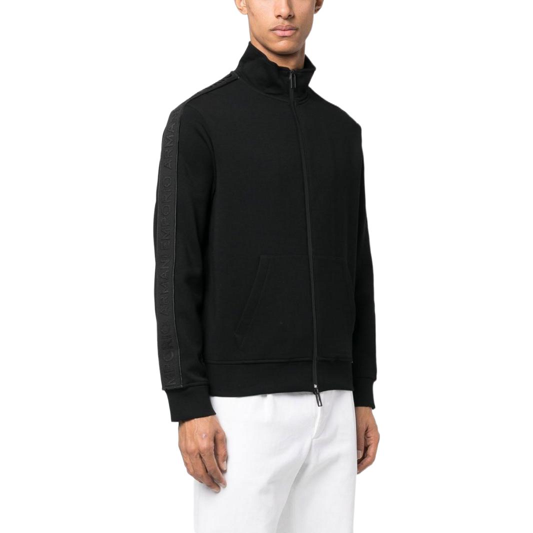 Purchase 埃姆普里奥·阿玛尼FW22黑色标志带拉链夹克 3R1MBA-1JHSZ-0999