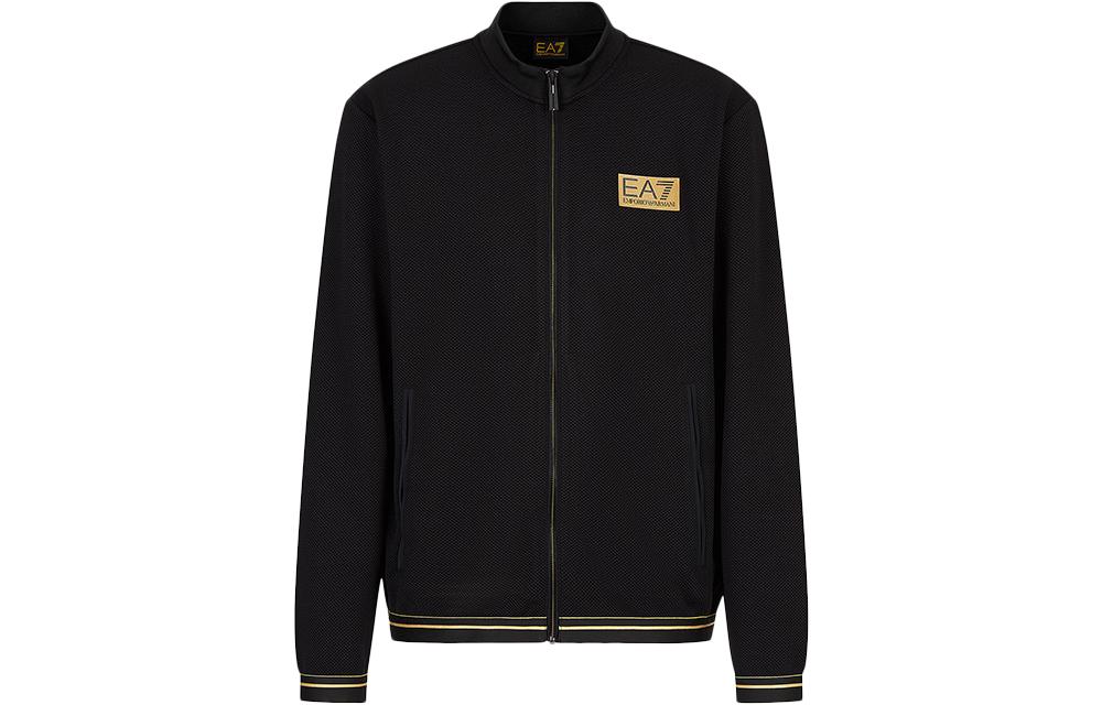 Emporio Armani FW22 Black Long-Sleeve Sweatshirt with Gold Patch for Men 6LPM32-PJG1Z-1200