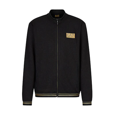 Emporio Armani FW22 Black Long-Sleeve Sweatshirt with Gold Patch for Men 6LPM32-PJG1Z-1200