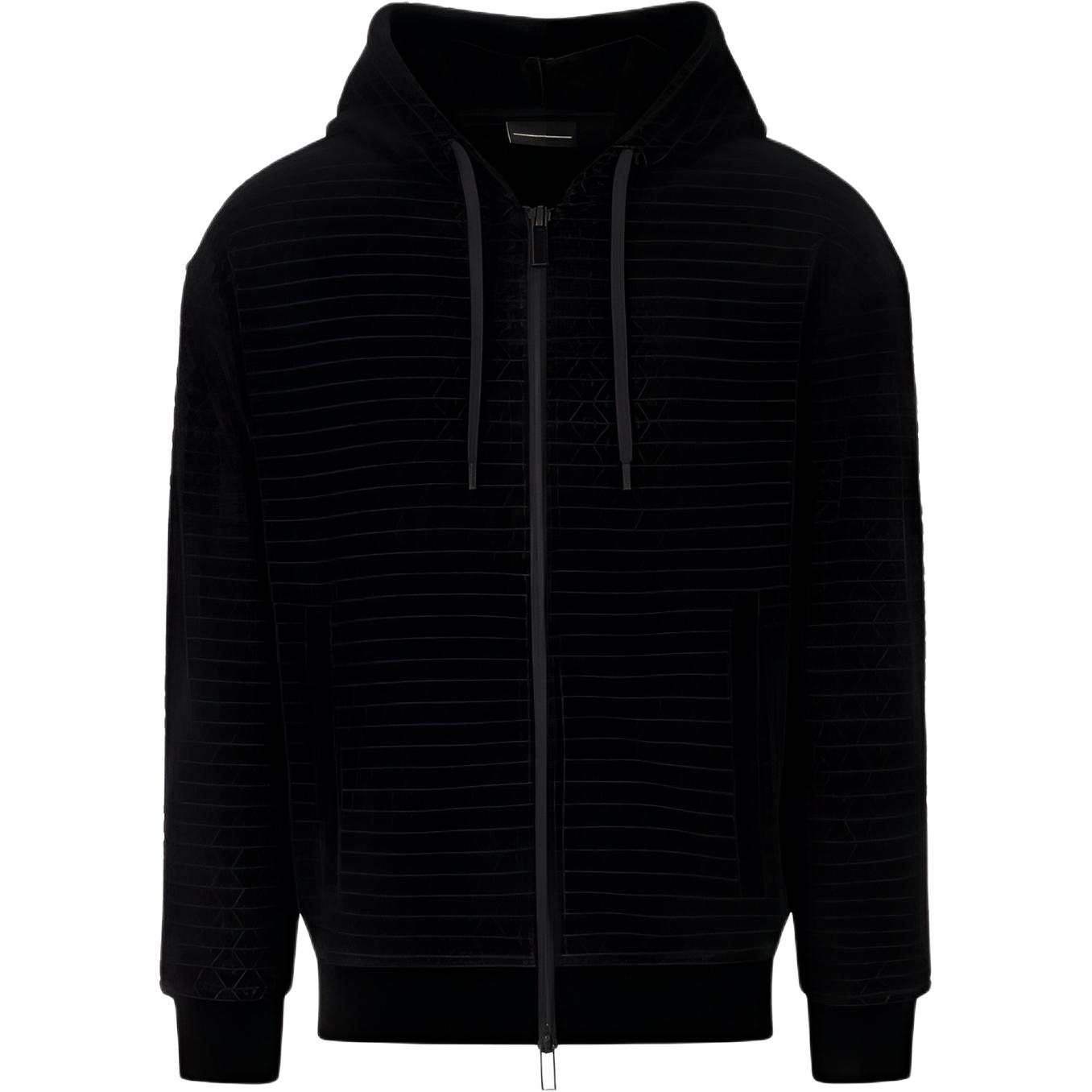 Emporio Armani FW22 Black Monogram Embossed Zip Jacket Outerwear 6L1MN01-JJWZ1-F026