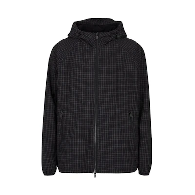Emporio Armani FW22 Black Plaid Stripe Zip Hoodie Jacket 3L1B7F-1N6BZ-F010
