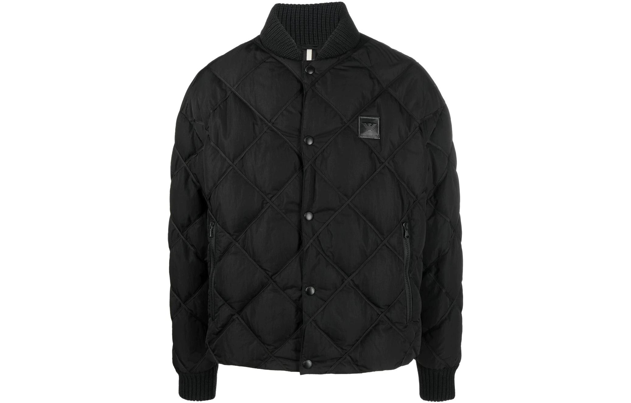 Emporio Armani FW22 Black Quilted Long-Sleeve Jacket for Men 6L1BL2-1NT2Z-0999