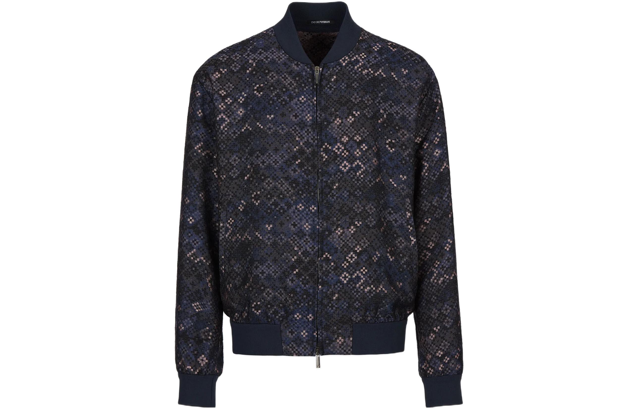 Emporio Armani FW22 Black Sequin Zip-Up Jacket Long Sleeve H31R32-C1080-1919