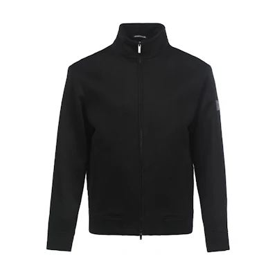 Emporio Armani FW22 Black Solid Color Label Stand Collar Jacket H31R42-C1452-0999