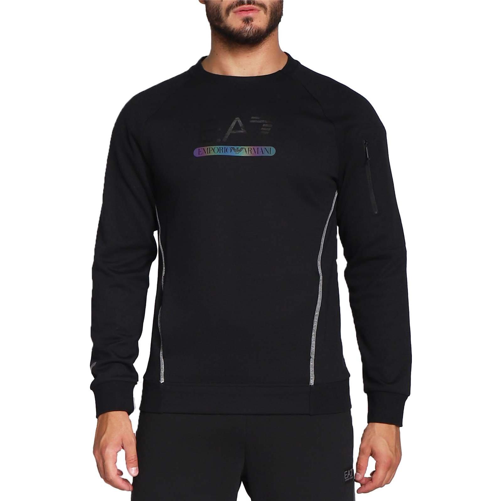 Shop Emporio Armani FW22 黑色徽标印花卫衣 6LPM41-PJANZ-1200