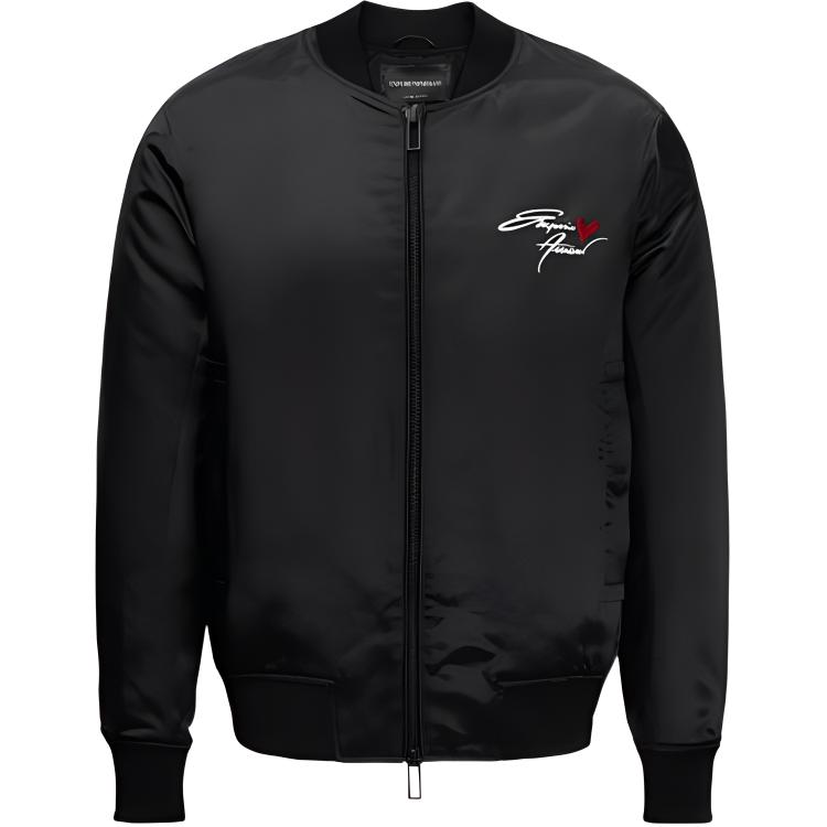 Emporio Armani FW22 Black Zip-Up Jacket with Logo Embroidery for Men 6L1BG11NRXZ-0999