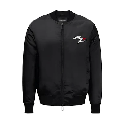 Emporio Armani FW22 Black Zip-Up Jacket with Logo Embroidery for Men 6L1BG11NRXZ-0999