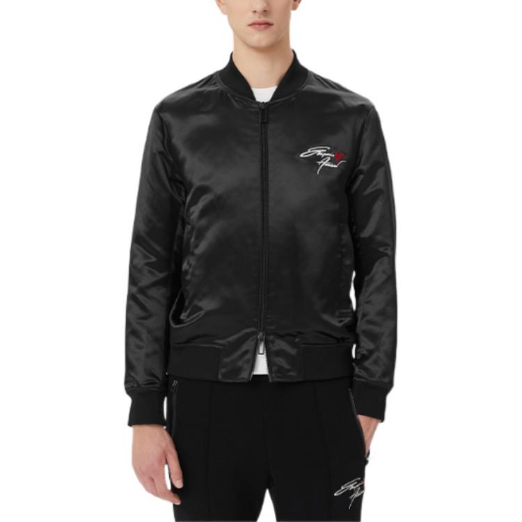 Purchase 엠포리오 아르마니 FW22 남성용 블랙 로고 자수 집업 재킷 6L1BG11NRXZ-0999