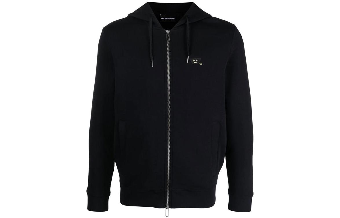 Emporio Armani FW22 Black Zipper Hoodie Casual Sweatshirt 8N1MFF-1JHSZ-0999